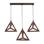 GloboStar® TRIANGLE 00623 Μοντέρνο Κρεμαστό Φωτιστικό Ράγα Τρίφωτο 3 x E27 IP20 Χάλκινο Μέταλλο - Μ70 x Π22 x Y130cm