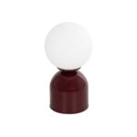 GloboStar® MAGIC 204-0135 Μοντέρνο Eπιτραπέζιο Φωτιστικό Μονόφωτο 1 x E27 IP20 Κόκκινο Μέταλλο με Λευκό Γυαλί - Μ13 x Π13 x Υ28cm