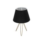 GloboStar® TRIP 204-0085 Μοντέρνο Eπιτραπέζιο Φωτιστικό Μονόφωτο 1 x E27 IP20 Χρυσό Μέταλλο με Λευκό Ύφασμα - Μ22 x Π22 x Υ33cm