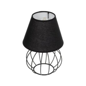 GloboStar® SHAPE 202-0057 Μοντέρνο Eπιτραπέζιο Φωτιστικό Μονόφωτο 1 x E27 IP20 Μαύρο Μέταλλο με Μαύρο Ύφασμα - Μ40 x Π40 x Υ27cm
