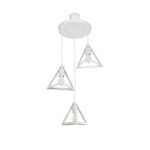 GloboStar® TRIANGLE 203-0164 Μοντέρνο Κρεμαστό Φωτιστικό Καμπάνα Τρίφωτο 3 x E27 IP20 Λευκό Πλαστικό - Μ50 x Π50 x Υ80cm