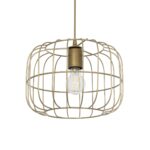 GloboStar® LUCANA 201-0074 Vintage Κρεμαστό Φωτιστικό Πλέγμα Μονόφωτο 1 x E27 IP20 Χρυσό Μέταλλο - Μ30 x Π30 x Υ70cm