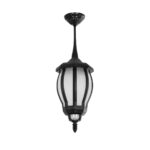 GloboStar® VERDI 203-0232 Vintage Κρεμαστό Φωτιστικό Φαναράκι Μονόφωτο 1 x E27 IP44 Μαύρο Πλαστικό Σώμα - Μ17 x Π17 x Υ52cm