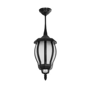 GloboStar® VERDI 203-0232 Vintage Κρεμαστό Φωτιστικό Φαναράκι Μονόφωτο 1 x E27 IP44 Μαύρο Πλαστικό Σώμα - Μ17 x Π17 x Υ52cm