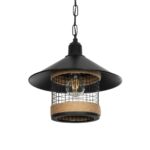 GloboStar® GLORA 201-0090 Vintage Κρεμαστό Φωτιστικό Καμπάνα Μονόφωτο 1 x E27 IP20 Μαύρο Μέταλλο - Μ30 x Π30 x Υ54cm