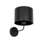 GloboStar® RALPH 203-0038 Vintage Επιτοίχιο Φωτιστικό Απλίκα Μονόφωτο 1 x E27 IP20 Μαύρο Μέταλλο με Μαύρο Ύφασμα - Μ22 x Π29 x Υ30cm