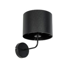 GloboStar® RALPH 203-0038 Vintage Επιτοίχιο Φωτιστικό Απλίκα Μονόφωτο 1 x E27 IP20 Μαύρο Μέταλλο με Μαύρο Ύφασμα - Μ22 x Π29 x Υ30cm