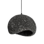 GloboStar® STONE 204-0194 Μοντέρνο Κρεμαστό Φωτιστικό Καμπάνα Μονόφωτο 1 x E27 IP20 Μαύρο Με Λευκό Πολυστερίνη με Ρητίνη - Μ35 x Π31 x Υ26cm