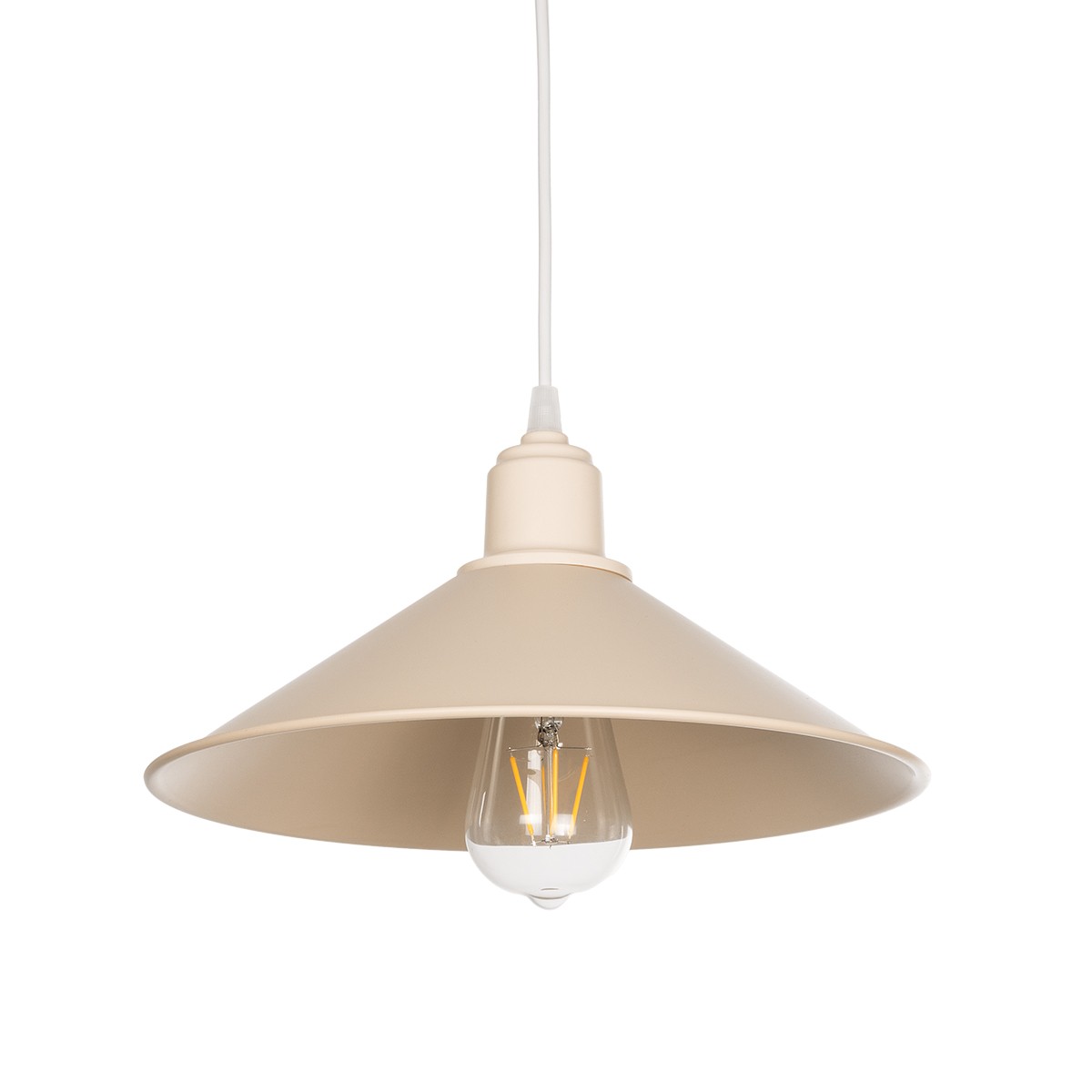 GloboStar® FERRO 203-0086 Μοντέρνο Κρεμαστό Φωτιστικό Καμπάνα Μονόφωτο 1 x E27 IP20 Μπεζ Πλαστικό - Μ30 x Π30 x Υ15cm