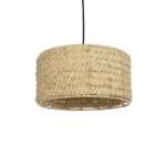 GloboStar® POMEGRANDE 204-0161 Boho Κρεμαστό Φωτιστικό Kαπέλο Μονόφωτο 1 x E27 IP20 Μπεζ Rattan - Μ29 x Π29 x Υ16cm