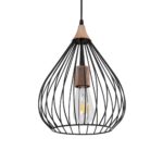 GloboStar® RADIARO 201-0015 Vintage Κρεμαστό Φωτιστικό Πλέγμα Μονόφωτο 1 x E27 IP20 Μαύρο Μέταλλο - Μ28 x Π28 x Υ70cm