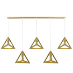 GloboStar® TRIANGLE 00610 Μοντέρνο Κρεμαστό Φωτιστικό Ράγα Πολύφωτο 5 x E27 IP20 Χρυσό Μέταλλο - Μ170 x Π22 x Y130cm