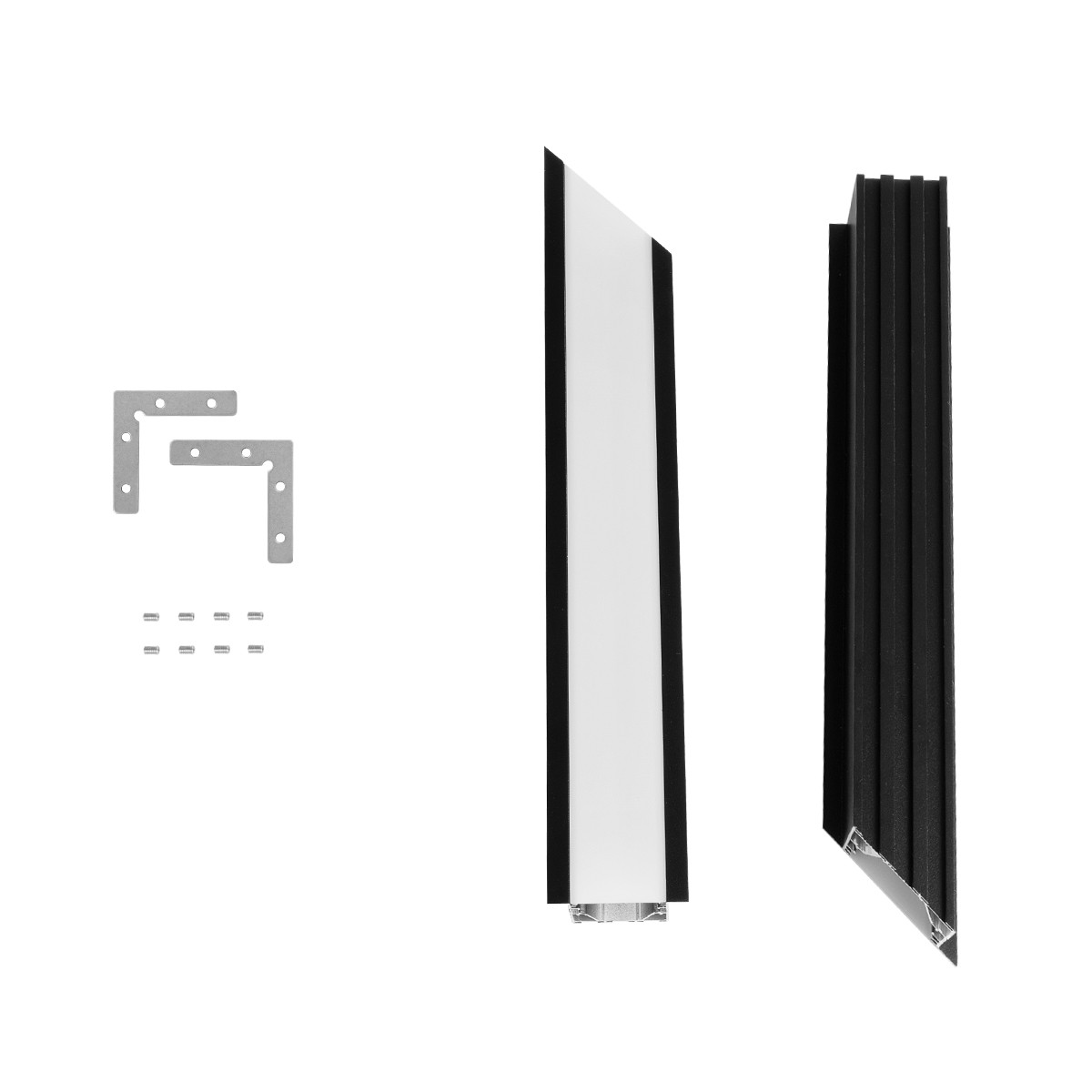 GLOBOSTAR® ALP-CORNER-SIDE90 RECESSA 61789 Χωνευτό Προφίλ Αλουμινίου Γωνία με Λευκό Γαλακτερό Πατητό Κάλυμμα για Ταινίες LED IP20 - Μαύρο Ματ - Μ30 x Π3.5 x Υ4cm - Image 8