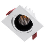 GloboStar® LEO-SQ 60289 Χωνευτό LED Spot Downlight TrimLess Μ8.5xΠ8.5cm 10W 1250lm 38° AC 220-240V IP20 Μ8.5 x Π8.5 x Υ6.6cm - Τετράγωνο - Κινούμενο - Λευκό με Μαύρο Κάτοπτρο & Anti-Glare HoneyComb - Θερμό Λευκό 2700K - Bridgelux COB - 5 Years Warranty - Image 2