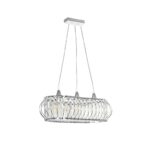 GloboStar® RAZIA 201-0101 Vintage Κρεμαστό Φωτιστικό Κρύσταλλα Τρίφωτο 3 x E27 IP20 Ασημί Μέταλλο με Διάφανο Γυαλί - Μ60 x Π40 x Υ70cm