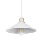 GloboStar® FERRO 203-0083 Μοντέρνο Κρεμαστό Φωτιστικό Καμπάνα Μονόφωτο 1 x E27 IP20 Λευκό & Χρυσό Πλαστικό - Μ30 x Π30 x Υ15cm