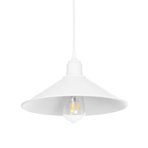 GloboStar® FERRO 203-0085 Μοντέρνο Κρεμαστό Φωτιστικό Καμπάνα Μονόφωτο 1 x E27 IP20 Λευκό Πλαστικό - Μ30 x Π30 x Υ15cm