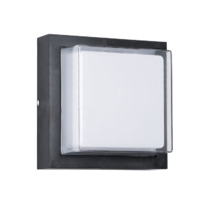 GLOBOSTAR® NEXUS 60767 Φωτιστικό Τοίχου - Απλίκα  Εσωτερικού/Εξωτερικού Χώρου LED 10W 1050lm 120° AC175-265V Αδιάβροχο IP65 - Πλαστικό Σώμα - Φυσικό λευκό 4500K - Μ17 x Π17 x Υ9cm - Μαύρο - Bridgelux Chip - 3 Χρόνια Εγγύηση