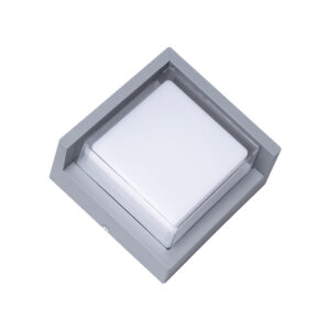 GLOBOSTAR® APEX 60771 Φωτιστικό Τοίχου - Απλίκα Εσωτερικού/Εξωτερικού Χώρου LED 10W 1050lm 120° AC175-265V Αδιάβροχο IP65 - Πλαστικό Σώμα - Φυσικό λευκό 4500K - Μ17 x Π17 x Υ9cm - Γκρι - Bridgelux Chip - 3 Χρόνια Εγγύηση