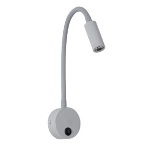 GloboStar® GOOSE 60877 Μοντέρνο Φωτιστικό Τοίχου - Απλίκα Ξενοδοχείου Bed Side LED 3W 300lm 36° AC 220-240V - Reading Light - Μ6.5 x Π15 x Υ24.5cm - Φυσικό Λευκό 4500K - Γκρι Ανθρακί - 3 Xρόνια Εγγύηση