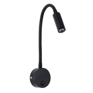 GloboStar® GOOSE 60878 Μοντέρνο Φωτιστικό Τοίχου - Απλίκα Ξενοδοχείου Bed Side LED 3W 300lm 36° AC 220-240V - Reading Light - Μ6.5 x Π15 x Υ24.5cm - Φυσικό Λευκό 4500K - Μαύρο - 3 Xρόνια Εγγύηση