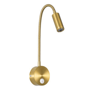 GloboStar® GOOSE 60880 Μοντέρνο Φωτιστικό Τοίχου - Απλίκα Ξενοδοχείου Bed Side LED 3W 300lm 36° AC 220-240V - Reading Light - Μ6.5 x Π15 x Υ24.5cm - Φυσικό Λευκό 4500K - Χρυσό Βούρτσας - 3 Xρόνια Εγγύηση