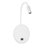 GloboStar® GOOSE 60881 Μοντέρνο Φωτιστικό Τοίχου - Απλίκα Ξενοδοχείου Bed Side LED 6W 600lm 36° & 360° AC 220-240V - Reading Light & 360° Κρυφός Φωτισμός - Φορτιστής USB 3A - Μ15.5 x Π15 x Υ30.5cm - Φυσικό Λευκό 4500K - Λευκό  - 3 Xρόνια Εγγύηση