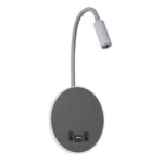 GloboStar® GOOSE 60882 Μοντέρνο Φωτιστικό Τοίχου - Απλίκα Ξενοδοχείου Bed Side LED 6W 600lm 36° & 360° AC 220-240V - Reading Light & 360° Κρυφός Φωτισμός - Φορτιστής USB 3A - Μ15.5 x Π15 x Υ30.5cm - Φυσικό Λευκό 4500K - Γκρι Ανθρακί - 3 Xρόνια Εγγύηση