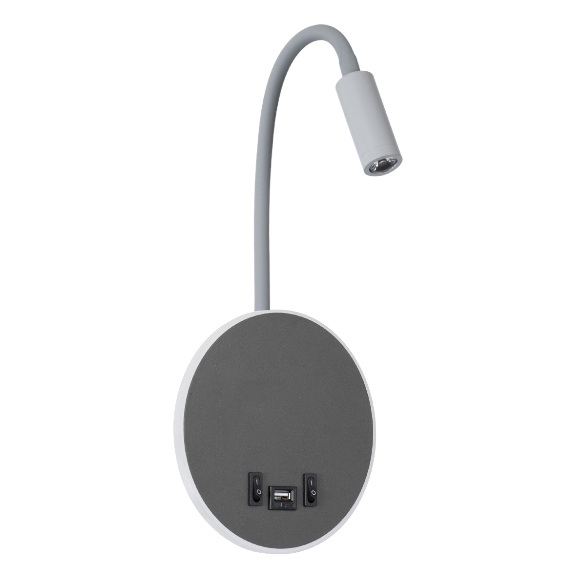 GloboStar® GOOSE 60882 Μοντέρνο Φωτιστικό Τοίχου - Απλίκα Ξενοδοχείου Bed Side LED 6W 600lm 36° & 360° AC 220-240V - Reading Light & 360° Κρυφός Φωτισμός - Φορτιστής USB 3A - Μ15.5 x Π15 x Υ30.5cm - Φυσικό Λευκό 4500K - Γκρι Ανθρακί - 3 Xρόνια Εγγύηση