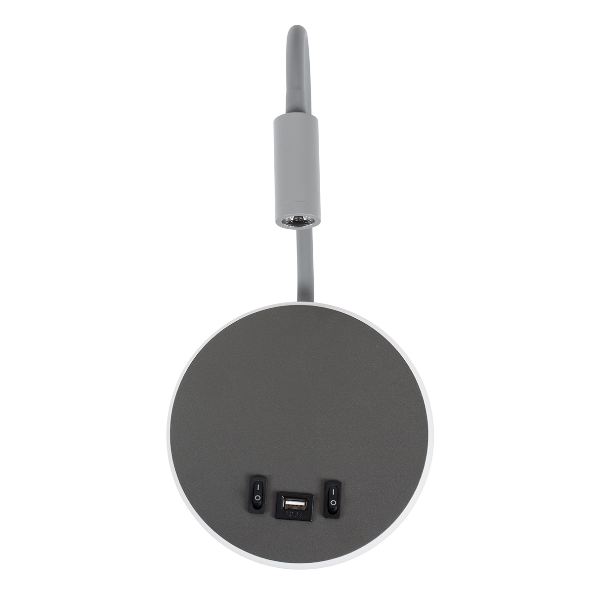 GloboStar® GOOSE 60882 Μοντέρνο Φωτιστικό Τοίχου - Απλίκα Ξενοδοχείου Bed Side LED 6W 600lm 36° & 360° AC 220-240V - Reading Light & 360° Κρυφός Φωτισμός - Φορτιστής USB 3A - Μ15.5 x Π15 x Υ30.5cm - Φυσικό Λευκό 4500K - Γκρι Ανθρακί - 3 Xρόνια Εγγύηση - Image 4
