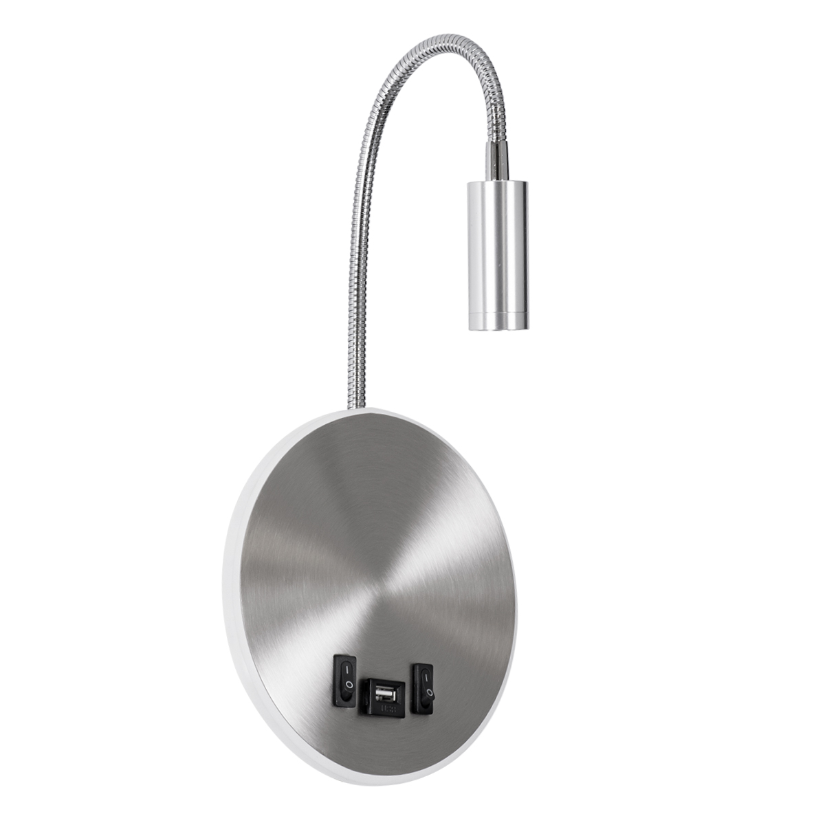 GloboStar® GOOSE 60884 Μοντέρνο Φωτιστικό Τοίχου - Απλίκα Ξενοδοχείου Bed Side LED 6W 600lm 36° & 360° AC 220-240V - Reading Light & 360° Κρυφός Φωτισμός - Φορτιστής USB 3A - Μ15.5 x Π15 x Υ30.5cm - Φυσικό Λευκό 4500K - Ασημί Νίκελ - 3 Xρόνια Εγγύηση - Image 2