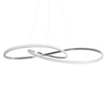 GloboStar® DEXTER 60919 Κρεμαστό Φωτιστικό Οροφής Design LED CCT 120W 13440lm 300° AC 220-240V - Εναλλαγή Φωτισμού μέσω Τηλεχειριστηρίου All In One Ψυχρό 6000k+Φυσικό 4500k+Θερμό 2700k Dimmable Φ103cm - Νίκελ Βούρτσας - 3 Years Warranty - Image 2