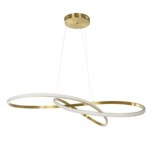 GLOBOSTAR® DEXTER 60920 Μοντέρνο Κρεμαστό Φωτιστικό Οροφής LED 120W 13440lm 300° AC 220-240V IP20 Ρυθμιζόμενο Λευκό CCT με Χειριστήριο από 2700K έως 6000K Dimmable - Lumileds SMD Chip - Χρυσό Βούρτσας - Μ103 x Π103 x Υ30cm - 3 Χρόνια Εγγύηση