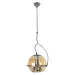 GloboStar® GLASSO 60927 Μοντέρνο Κρεμαστό Φωτιστικό Μπάλα Μονόφωτο 1 x E27 IP20 Μελί Γυαλί με Ασημί Μέταλλο - Μ27 x Π27 x Υ52cm - Image 2
