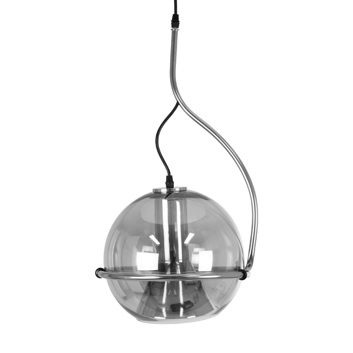 GloboStar® GLASSO 60928 Μοντέρνο Κρεμαστό Φωτιστικό Μπάλα Μονόφωτο 1 x E27 IP20 Ασημί Γυαλί με Ασημί Μέταλλο - Μ27 x Π27 x Υ52cm - Image 3