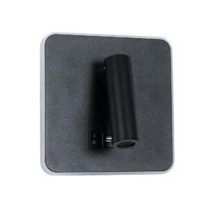 GloboStar® LADY-S 60942 Μοντέρνο Φωτιστικό Τοίχου - Απλίκα Ξενοδοχείου Bed Side LED 6W 600lm 36° & 360° AC 220-240V - Reading Light & Κρυφός Φωτισμός - Φορτιστής USB 3A - Μ15 x Π15 x Υ7cm - Φυσικό Λευκό 4500K - Μαύρο - 3 Χρόνια Εγγύηση