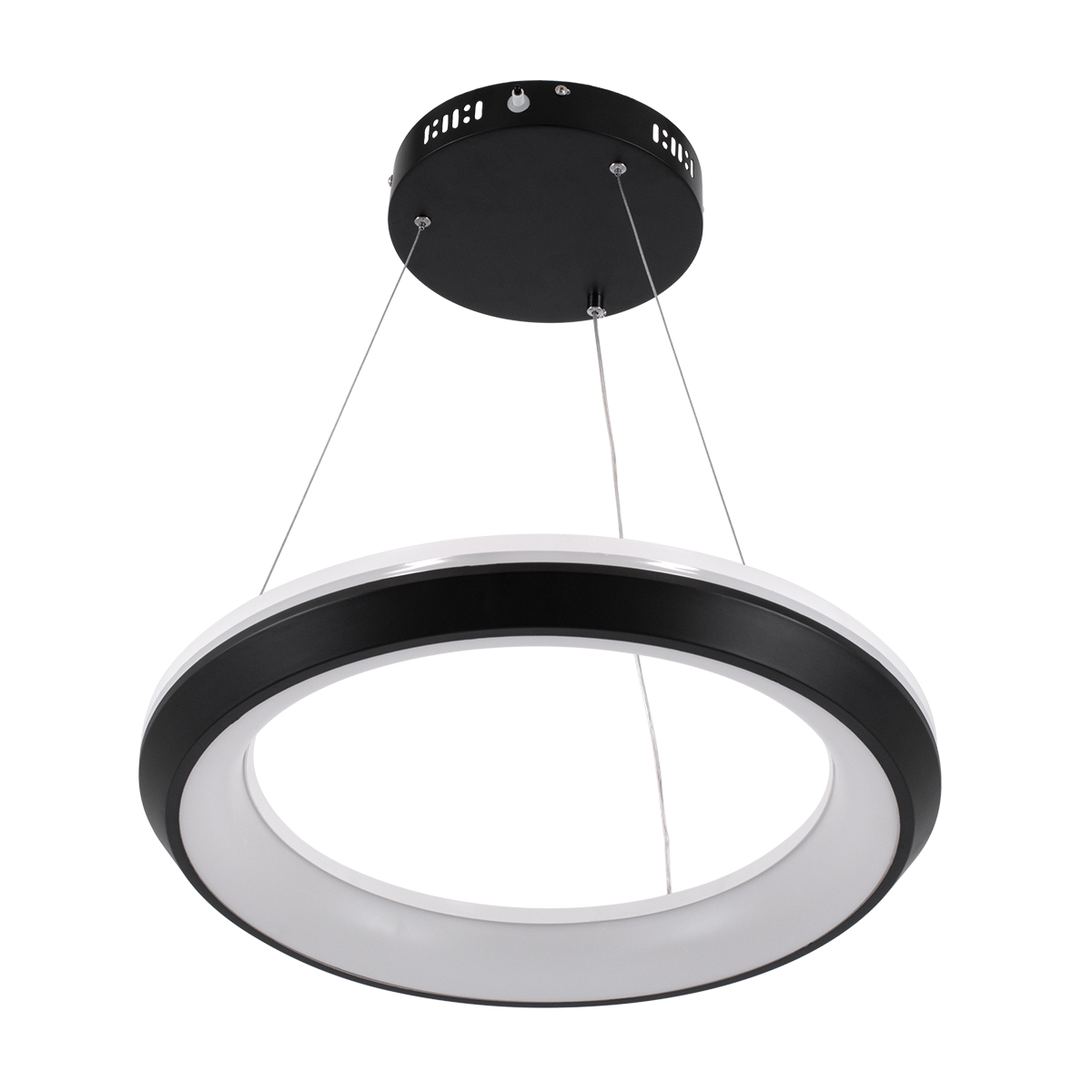 GloboStar® MELINA 61043 Κρεμαστή Πλαφονιέρα Οροφής Κύκλος LED CCT 55W 6376lm 120° AC 220-240V - Εναλλαγή Φωτισμού μέσω Τηλεχειριστηρίου All In One Ψυχρό Λευκό 6000k+Φυσικό Λευκό 4500k+Θερμό Λευκό 2700k Dimmable Φ48cm - Μαύρο - 3 Years Warranty - Image 2