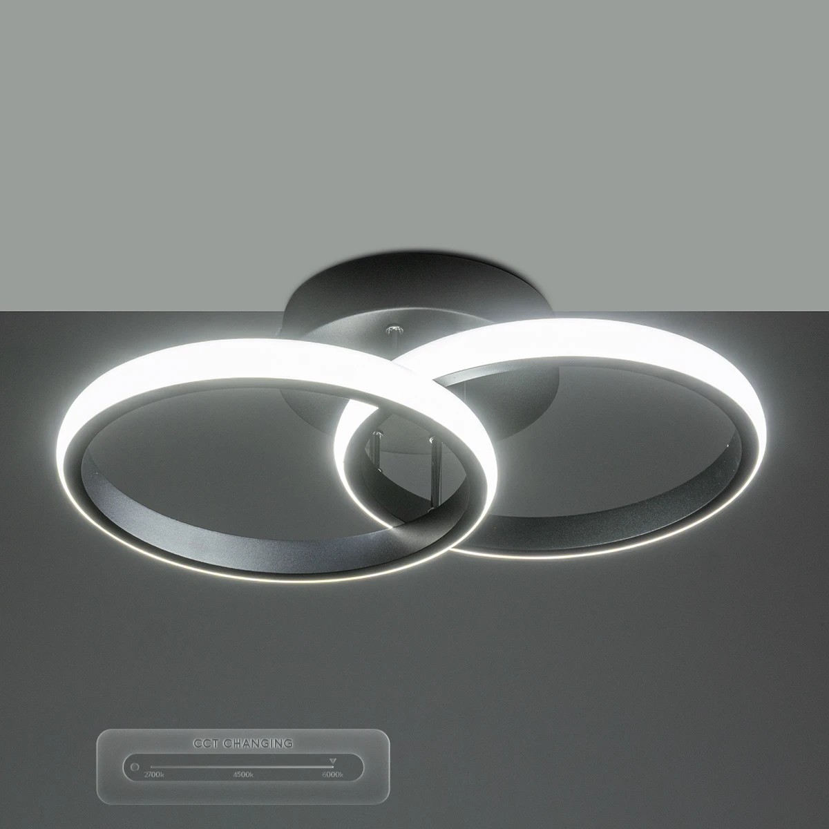 GloboStar® CORA 61058 Φωτιστικό Οροφής Design LED CCT 18W 2160lm 300° AC 220-240V - Εναλλαγή Φωτισμού μέσω Διακόπτη On/Off All In One Ψυχρό 6000k+Φυσικό 4500k+Θερμό 2700k Μ36 x Π20.5 x Υ7cm - Μαύρο - Image 8