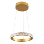 GloboStar® DIAMOND 61127 Κρεμαστό Φωτιστικό Δαχτυλίδι-Κύκλος LED CCT 20W 2356lm 360° AC 220-240V - Εναλλαγή Φωτισμού μέσω Τηλεχειριστηρίου All In One Ψυχρό 6000k+Φυσικό 4500k+Θερμό 2700k Dimmable Φ25cm - Χρυσό Βούρτσας - 3 Years Warranty - Image 2