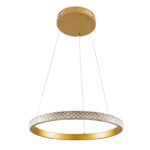 GloboStar® DIAMOND 61129 Κρεμαστό Φωτιστικό Δαχτυλίδι-Κύκλος LED CCT 30W 3513lm 360° AC 220-240V - Εναλλαγή Φωτισμού μέσω Τηλεχειριστηρίου All In One Ψυχρό 6000k+Φυσικό 4500k+Θερμό 2700k Dimmable Φ40cm - Χρυσό Βούρτσας - 3 Years Warranty - Image 2