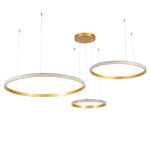 GloboStar® DIAMOND TRIO 61145 Κρεμαστό Φωτιστικό Δαχτυλίδι-Κύκλος LED CCT 120W 14723lm 360° AC 220-240V - Εναλλαγή Φωτισμού μέσω Τηλεχειριστηρίου All In One Ψυχρό 6000k+Φυσικό 4500k+Θερμό 2700k Dimmable Φ40+60+80cm - Χρυσό Βούρτσας - 3 Years Warranty - Image 2