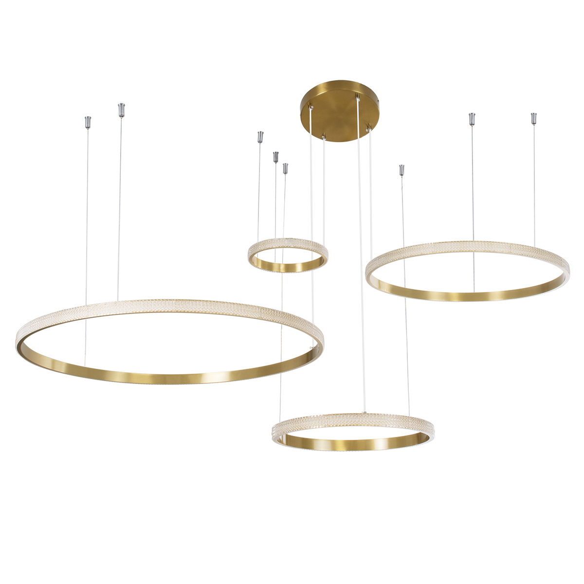 GloboStar® DIAMOND TETRA 61149 Κρεμαστό Φωτιστικό Δαχτυλίδι-Κύκλος LED CCT 150W 18379lm 360° AC 220-240V - Εναλλαγή Φωτισμού μέσω Τηλεχειριστηρίου All In One Ψυχρό 6000k+Φυσικό 4500k+Θερμό 2700k Dimmable Φ25+40+60+80cm - Χρυσό Βούρτσας - 3 Years Warranty - Image 2