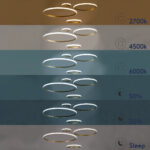 GloboStar® DIAMOND TETRA 61149 Κρεμαστό Φωτιστικό Δαχτυλίδι-Κύκλος LED CCT 150W 18379lm 360° AC 220-240V - Εναλλαγή Φωτισμού μέσω Τηλεχειριστηρίου All In One Ψυχρό 6000k+Φυσικό 4500k+Θερμό 2700k Dimmable Φ25+40+60+80cm - Χρυσό Βούρτσας - 3 Years Warranty - Image 9