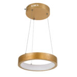 GloboStar® NEMESIS 61154 Κρεμαστό Φωτιστικό Δαχτυλίδι-Κύκλος LED CCT 20W 2356lm 360° AC 220-240V - Εναλλαγή Φωτισμού μέσω Τηλεχειριστηρίου All In One Ψυχρό 6000k+Φυσικό 4500k+Θερμό 2700k Dimmable Φ25cm - Χρυσό Βούρτσας - 3 Years Warranty - Image 2