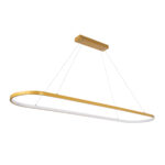 GloboStar® BOLIVAR 61274 Κρεμαστό Φωτιστικό Οροφής Design LED CCT 54W 6210lm 300° AC 220-240V - Εναλλαγή Φωτισμού μέσω Τηλεχειριστηρίου All In One Ψυχρό 6000k+Φυσικό 4500k+Θερμό 2700k Dimmable Μ120 x Π30 x Υ2cm - Χρυσό Βούρτσας - 3 Years Warranty - Image 2