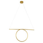 GloboStar® ROME 61297 Κρεμαστό Φωτιστικό Οροφής Linear Design LED CCT 24W 2640lm 200° AC 220-240V - Εναλλαγή Φωτισμού μέσω Διακόπτη On/Off All In One Ψυχρό 6000k+Φυσικό 4500k+Θερμό 2700k Μ65.5 x Π4 x Υ33cm - Χρυσό Βούρτσας - 3 Years Warranty - Image 3