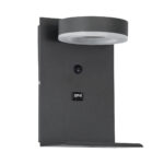 GloboStar® CROWN 61372 Μοντέρνο Φωτιστικό Τοίχου - Απλίκα Ξενοδοχείου Bed Side LED 5W 550lm 120° AC 220-240V - Reading Light - Φορτιστής USB 3A - Μ15 x Π15 x Υ23cm - Φυσικό Λευκό 4500K - Γκρι Ανθρακί - Image 2