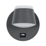 GloboStar® REGENCY 61375 Μοντέρνο Φωτιστικό Τοίχου - Απλίκα Ξενοδοχείου Bed Side LED 8W 920lm 120° AC 220-240V - Reading Up/Down Light - Φορτιστής USB 3A - Μ12 x Π12 x Υ13cm - Φυσικό Λευκό 4500K - Γκρι Ανθρακί - Image 2