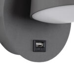 GloboStar® REGENCY 61375 Μοντέρνο Φωτιστικό Τοίχου - Απλίκα Ξενοδοχείου Bed Side LED 8W 920lm 120° AC 220-240V - Reading Up/Down Light - Φορτιστής USB 3A - Μ12 x Π12 x Υ13cm - Φυσικό Λευκό 4500K - Γκρι Ανθρακί - Image 5