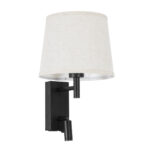 GloboStar® ROULETTE-R 61379 Μοντέρνο Φωτιστικό Τοίχου - Απλίκα Ξενοδοχείου Bed Side LED 3W 360lm & 1 x E27 36° & 360° AC 220-240V - Reading Up/Down Light - Φορτιστής USB 3A - Μ22 x Π23.5 x Υ37cm - Φυσικό Λευκό 4500K - Μαύρο με Μπεζ Καπέλο - Σετ 2 Τεμαχίων - Image 2
